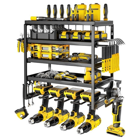 5-Tier Heavy Duty Wall Mount Power Tool Storage Rack
