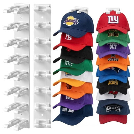 2-Pack Wall Mounted Hat Organizer With 16 Hat Capacity
