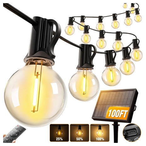 100ft Solar Outdoor String Lights with Remote