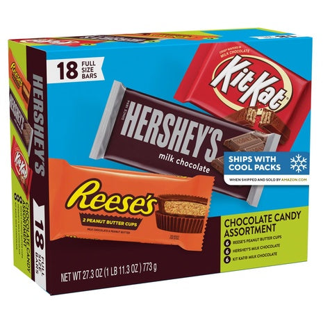 18 Assorted Full Size Bars of Hershey's, Kit Kat and Reese's