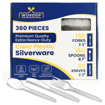 360 Piece Extra Heavy Duty Disposable Silverware Set