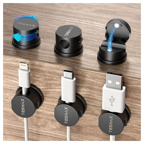 6-Pack Tesmax Magnetic 360 Rotating Cable Cord Organizer Clips
