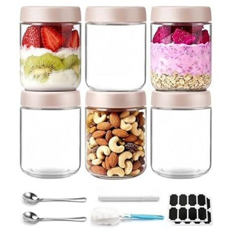 6-Pack 16 oz Overnight Oats Containers With Lids And Spoons