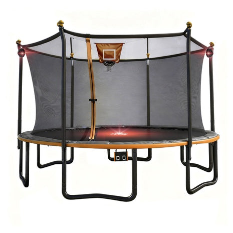 15-Ft Sportspower BouncePro Trampoline with Basketball Hoop & Flash Light