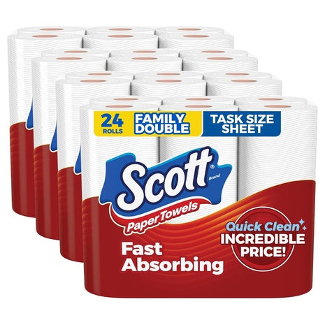 24 Family Double Rolls Scott Paper Towels