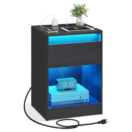 Vasagle LED Nightstand With Charging Station & Drawer