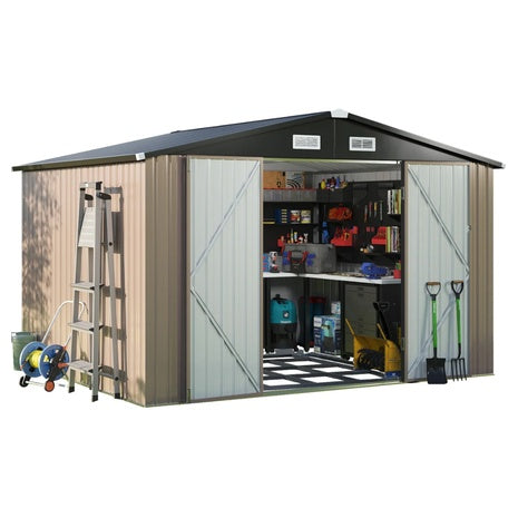 10 Ft. W X 8 Ft. D Metal Storage Shed With Metal Base Frame Kit