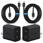2 45W Dual Port USB-C Fast Chargers with 10-Ft Cables
