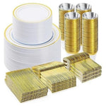 600-Piece Gold Plastic Dinnerware Set