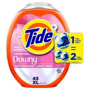 Tide Power Pods 2-in-1 Laundry Detergent Pacs with Downy Soft Boosters, 45 Count