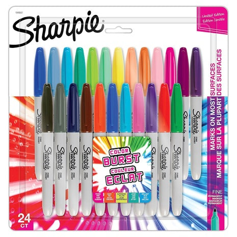 24 Sharpie Color Burst Fine Point Permanent Markers