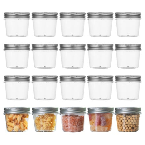 20-Pack 4 oz Plastic Mason Jars With Lids