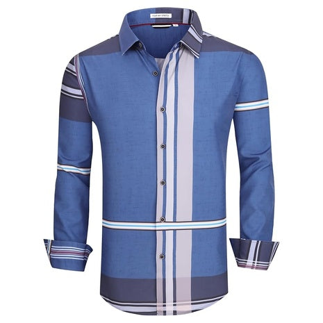 Men' Wrinkle Free Long Sleeve 4-Way Stretch Button Down Shirs