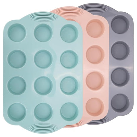 3-Pack 12-Cup Silicone Mini Muffin Pans