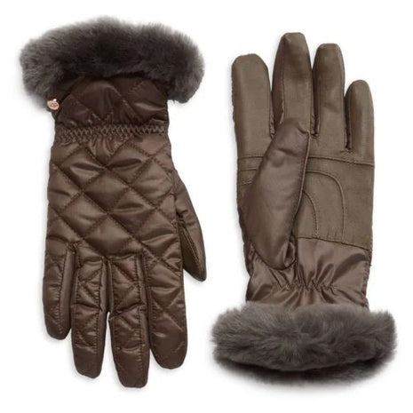 UGG Women's Faux Fur Trim Quited Gloves