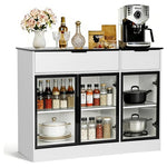 42" Glass Door Kitchen Buffet Cabinet With /Drawers
