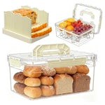 Sorgion Bread Box, Slicer Guide & 3-Piece Condiment Tray Set (White)