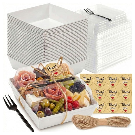 50 Mini Charcuterie Boxes with Clear Lids (2 Colors)
