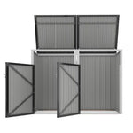 Galvanized Steel 2-Trash Bin Garbage Shed