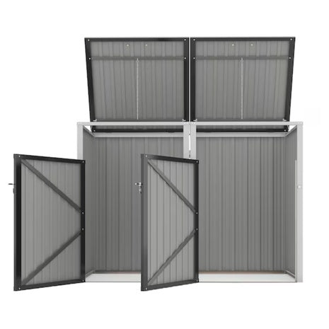 Galvanized Steel 2-Trash Bin Garbage Shed