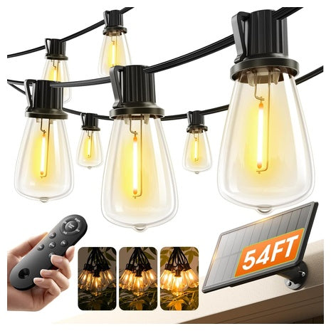 54Ft LED Solar String Lights With Remote