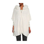 Saks Women's Wool Blend Faux Fur Trim Hooded Poncho