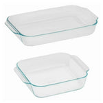 2-Piece Pyrex Basics Glass Bakeware Set Value-Pack (3-Qt Oblong & 8" Square)