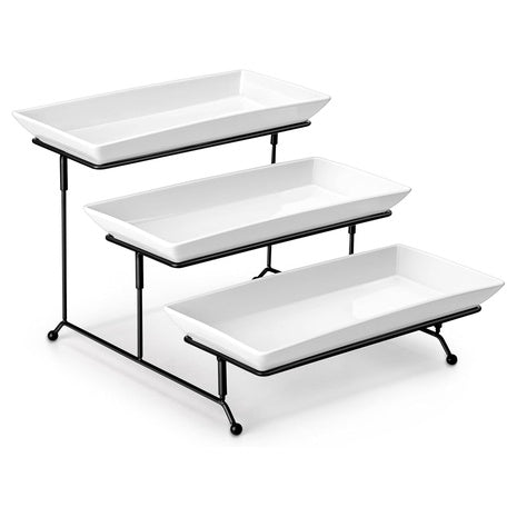 3-Tier MalaCasa Porcelain Serving Tray Stand