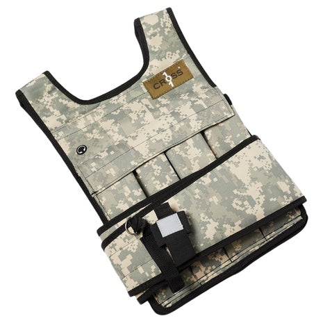 Cross101 20 lb Adjustable Camouflage Weighted Vest With Shoulder Pads