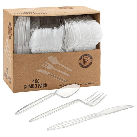 400 Disposable Plastic Utensils Set