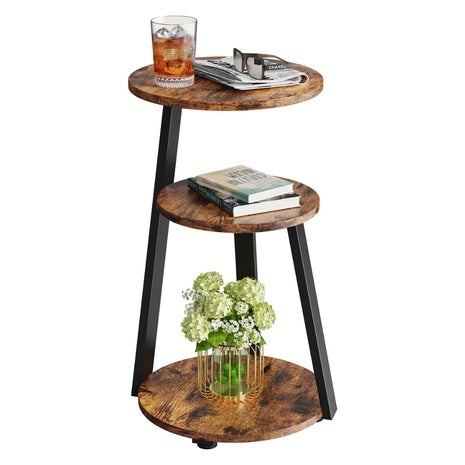17 Stories Vernestine Round End Table With 3-Tier Shelves