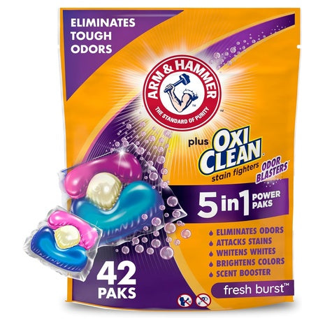 42 Arm & Hammer Plus OxiClean Odor Blasters Laundry Detergent Power Paks