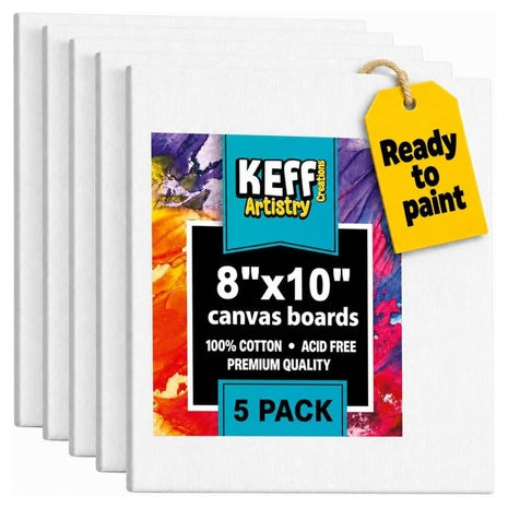 5-Pack 8" X 10" KEFF Cotton Triple Primed Canvas
