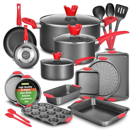 21-Piece NutriChef Nonstick Cookware Set