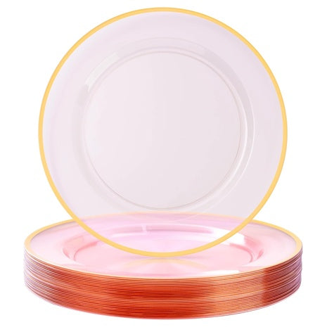 25-Pack 12″ Gold Rim Disposable Charger Plates