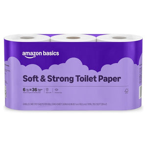 6 Ultra Rolls (=24 Reg) Amazon Basics Soft and Strong 2-Ply Toilet Paper