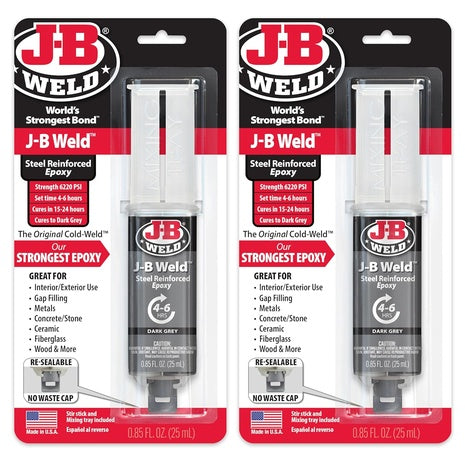 2-Pack J-B Weld Original Steel Reinforced Epoxy Syringe