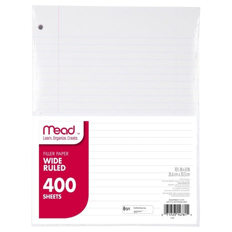 400-Sheets Mead Wide Ruled Loose Leaf Paper