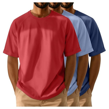 3-Pack Men's Oversized Breathable Crew Neck T-Shirts (Various)