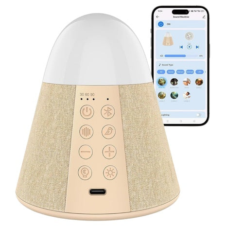 Smart White Noise Machine w/ 54 Soothing Sounds & RGB Night Light