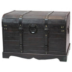 Antique Style Black Wooden Steamer Trunk