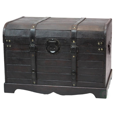 Antique Style Black Wooden Steamer Trunk
