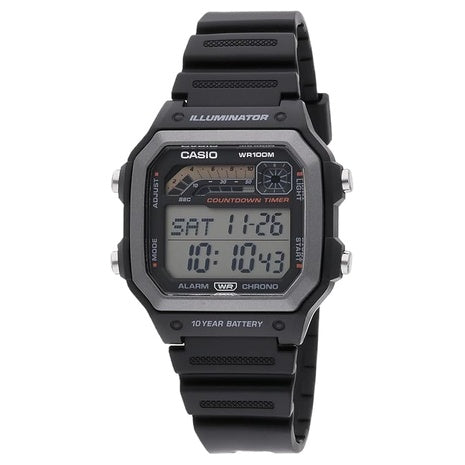 Casio Men's Digital Watch With Black Resin Band