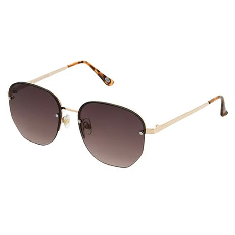 Women's Metal Round Uv Protection Smoke Lenses Sunglasses