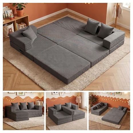 6-in-1 Tri-Folding Cloud Boneless L-Shaped Modular Mattress