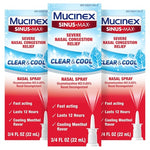 3 Mucinex Sinus-Max Cooling Menthol Nasal Spray Bottles