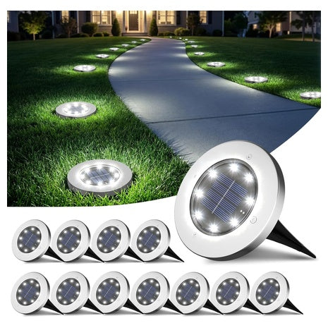 12-Pack 8 LED Garden Outdoor Waterproof Solar Lights