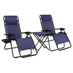 2 Zero Gravity Lounge Chairs with Drink Trays & Side Table