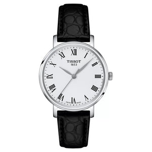 Tissot Women's Swiss Everytime Black Leather Strap Watch