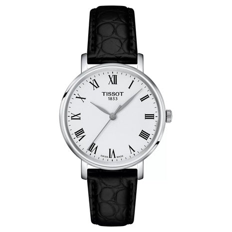 Tissot Women's Swiss Everytime Black Leather Strap Watch